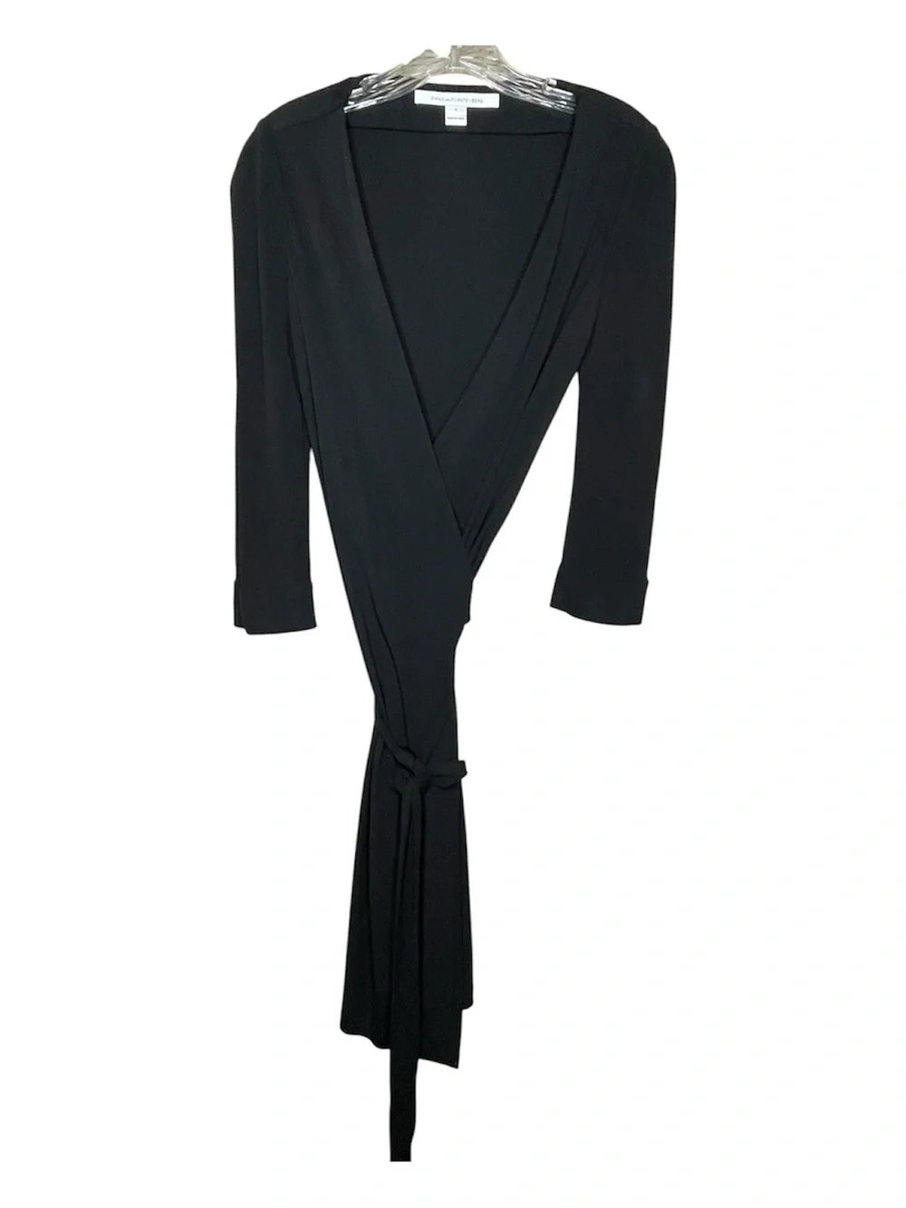 Diane Von Furstenberg Julian Two Black Wrap Dress with Tie Waist Sz 6 - Picture 2 of 7